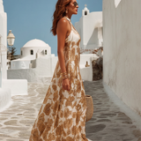 Elegantes Floral Satin Maxikleid für Ihren Urlaub