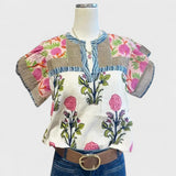 Uriella - Bluse Boho Bestickt