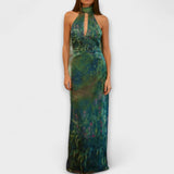 Maisie - Monet Iris Druck Maxi Kleid