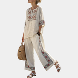 Tiziana | Essentielle bestickte Bluse und weite Hosen