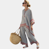Rossella | Asymmetrische Bluse und Ethno-Hose mit weitem Bein