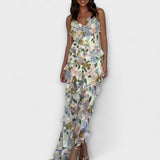 Indie - Kleid mit Volants und Mustern