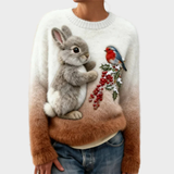 Klementina - Plüschpullover mit Weihnachtskaninchen