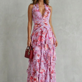 Belladina Verzauberndes Rosen-Kaskaden-Halter-Maxikleid