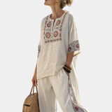 Tiziana | Essentielle bestickte Bluse und weite Hosen