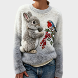 Klementina - Plüschpullover mit Weihnachtskaninchen