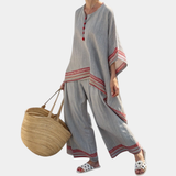 Rossella | Asymmetrische Bluse und Ethno-Hose mit weitem Bein