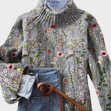Maurine - Vintage-Pullover mit floralem Muster und Stehkragen