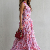 Belladina Verzauberndes Rosen-Kaskaden-Halter-Maxikleid