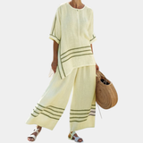 Vittorina | Asymmetrisches Oberteil mit eleganten Streifen und auffälligen Hosen