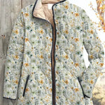 Waltraud™ Steppjacke mit Streublümchen, Stehkragen, Kapuze, Frontreißverschluss