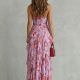 Belladina Verzauberndes Rosen-Kaskaden-Halter-Maxikleid