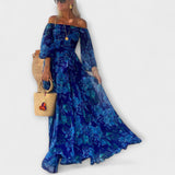 Juniper - Maxikleid mit Blumenmuster und schulterfrei für den Urlaub