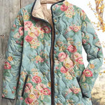 Nadja™ Steppjacke mit Rosenprint, mintfarben, wattiert mit Reißverschluss und Druckknöpfen