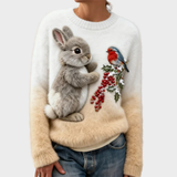 Klementina - Plüschpullover mit Weihnachtskaninchen