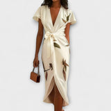 Satin Wickelkleid