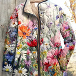 Sybille™ Steppjacke mit Blumenmuster, Kapuze und Reißverschluss, wattiert