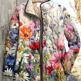 Sybille™ Steppjacke mit Blumenmuster, Kapuze und Reißverschluss, wattiert