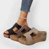 Bequeme Sandalen mit Absatz und Reißverschluss