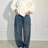 Violette™ - Hose mit hoher Taille und weiten Beinen und Knopftaschen