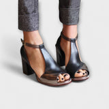 Karolína Elegante Leder Sandalen mit Absatz