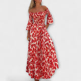 Bella - Kleid mit schulterfreien Trägern und Ozean aus Blumen
