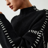Alma | Oversize Pullover mit Rollkragen und Piqué-Details