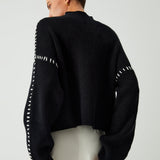 Alma | Oversize Pullover mit Rollkragen und Piqué-Details