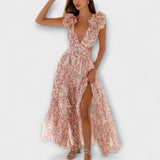 Elin - Maxikleid mit Volants und Ausschnitten