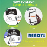 Cartão de Menu NFC QR Code à Prova d'Água, Placa de Exibição Inteligente com Suporte Removível para Sistema de Pedidos Digital em Restaurantes
