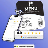 Cartão de Menu NFC QR Code à Prova d'Água, Placa de Exibição Inteligente com Suporte Removível para Sistema de Pedidos Digital em Restaurantes