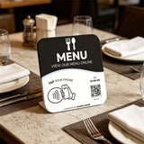 Cartão de Menu NFC QR Code à Prova d'Água, Placa de Exibição Inteligente com Suporte Removível para Sistema de Pedidos Digital em Restaurantes