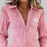 Marina | Wildlederbluse mit Fransen