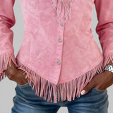 Marina | Wildlederbluse mit Fransen
