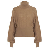 Damen Cropped Langarm-Turtleneck-Pullover mit Knöpfen