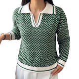 Damen V-Ausschnitt Langarmpullover
