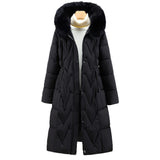 Damen langer Parka mit abnehmbarer Kunstfellkapuze und Kordelzug