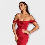 Ione - Figurbetontes Kleid mit schulterfreien und Raffung