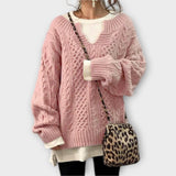 Pullover aus grob gestricktem Material mit Zopfmuster