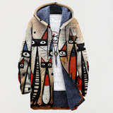 Jacke mit abstraktem Katzenmuster