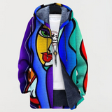 Jacke mit farbenfroher Kunst