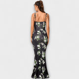 Thalia - Tanzkleid mit floralem Muster und gebundenen Trägern
