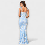 Thalia - Tanzkleid mit floralem Muster und gebundenen Trägern