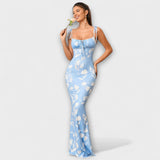 Thalia - Tanzkleid mit floralem Muster und gebundenen Trägern