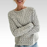 Victoria | Eleganter grauer Pullover mit U-Ausschnitt