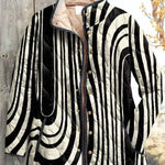 Hanne™ Steppjacke mit Zebra-Muster und Kapuze, Knopfleiste