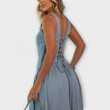 Lux - Ärmelloses Denim-Kleid in Blau