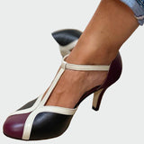 Elegante Retro Sandalen Anna mit Mittelabsatz und T-Riemen