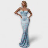 Thalia - Tanzkleid mit floralem Muster und gebundenen Trägern