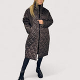 Cristiana™ | Wattierter, wendbarer Mantel in mittlerer Länge mit Leopardenfutter